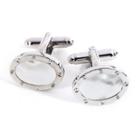 Rhodium-plated Mother-of-pearl Cuff Links, Men's, Grey