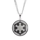 Star Wars Men's Stainless Steel Galactic Empire Symbol Pendant Necklace, Grey