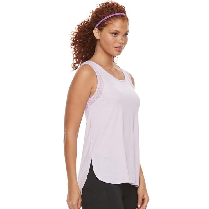 Women's Tek Gear&reg; Side Slit Mesh Tank, Size: Large, Lt Purple