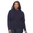 Plus Size Napa Valley Mockneck Sweater, Women's, Size: 1xl, Blue (navy)