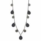 Long Disc & Teardrop Station Necklace, Women's, Black
