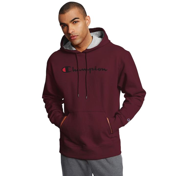 Men's Champion Logo Pullover Hoodie, Size: Xl, Dark Red