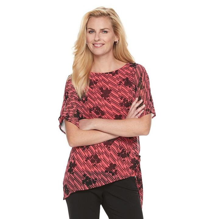 Women's Dana Buchman Chiffon Popover Top, Size: Medium, Dark Pink