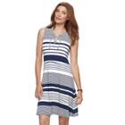 Women's Croft & Barrow&reg; Striped Lace-up Dress, Size: Large, Blue