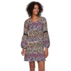 Women's Msk Floral Bell Sleeve Shift Dress, Size: Small, Black Green Pink