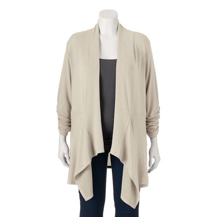 Juniors' Plus Size About A Girl Knit Cardigan, Size: 1xl, Beige Oth