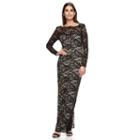 Women's Onyx Nite Illusion Lace Evening Gown, Size: 4, Oxford