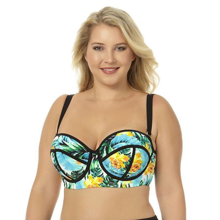 Juniors' Plus Size In Mocean Molded Cup Bikini Top, Women's, Size: 0x, Ovrfl Oth