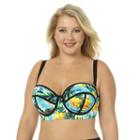 Juniors' Plus Size In Mocean Molded Cup Bikini Top, Women's, Size: 0x, Ovrfl Oth