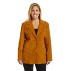 Plus Size Excelled Suede Blazer, Women's, Size: 2xl, Beig/green (beig/khaki)