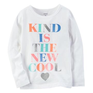 Girls 4-8 Carter's Kind Is The New Cool Glittery Graphic Tee, Size: 4, White