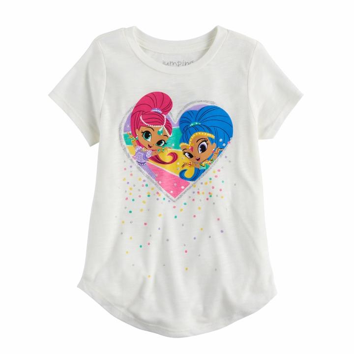 Girls 4-10 Jumping Beans&reg; Shimmer & Shine Heart Graphic Tee, Size: 6, Lt Beige