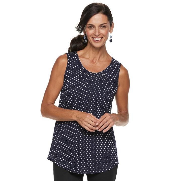 Women's Croft & Barrow&reg; Pleated Swing Tank, Size: Xl, Dark Blue