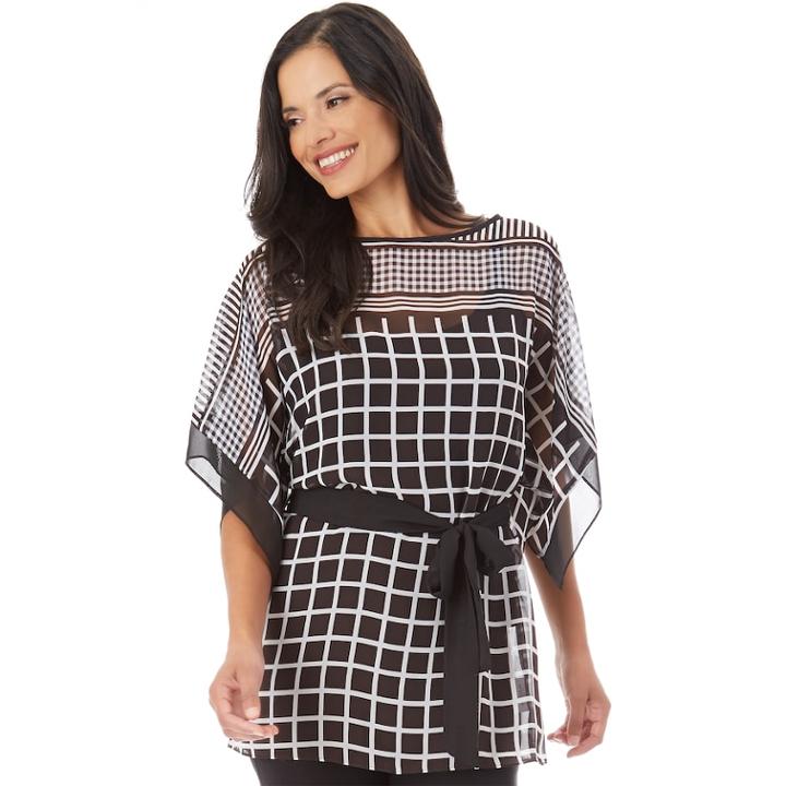 Women's Apt. 9&reg; Kimono Tie Top, Size: Medium, Gingham Stripe