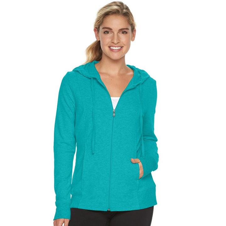 Women's Tek Gear&reg; Dry Tek Long Sleeve Hoodie, Size: Xs, Turquoise/blue (turq/aqua)