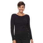 Women's Croft & Barrow&reg; Button Side Long Sleeve Top, Size: Small, Drk Purple