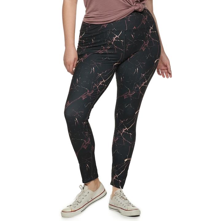 Juniors' Plus Size So&reg; High-waisted Printed Yoga Leggings, Teens, Size: 2xl, Black