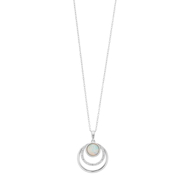 Radiant Gem Sterling Silver Lab-created White Opal Triple Circle Pendant, Women's, Size: 18