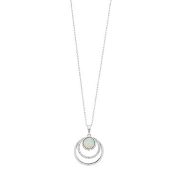 Radiant Gem Sterling Silver Lab-created White Opal Triple Circle Pendant, Women's, Size: 18