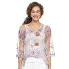Women's Nina Leonard Open-work Embellished Cardigan, Size: Small, Pink Other