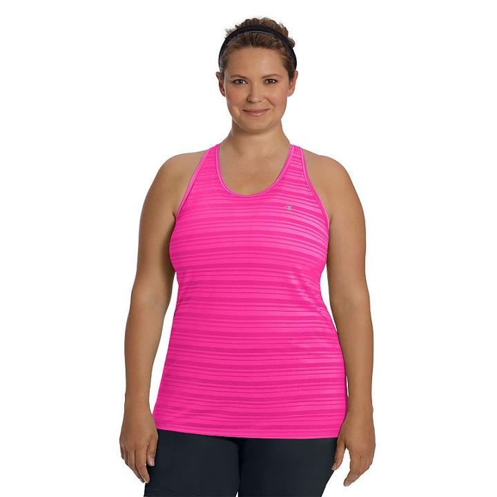 Plus Size Champion Vapor Striped Racerback Tank, Women's, Size: 4xl, Dark Pink