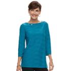 Women's Dana Buchman Embellished Print Tunic, Size: Xl, Dark Blue