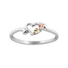 Black Hills Gold Tri Tone Leaf Heart Ring In Sterling Silver, Women's, Size: 7