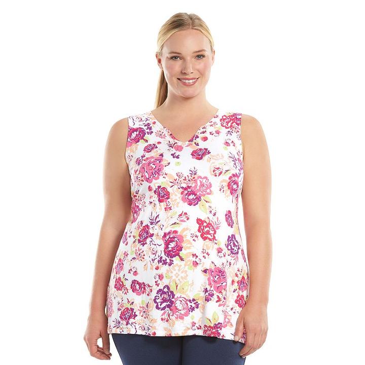 Plus Size Gaiam Solar Splitneck Printed Yoga Tank, Women's, Size: 2xl, White Oth