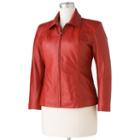 Plus Size Excelled Fitted Leather Scuba Jacket, Women's, Size: 1xl, Red