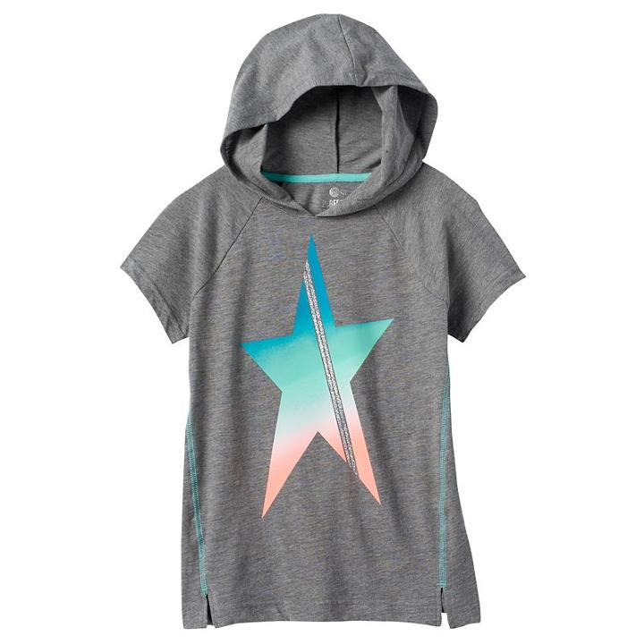 Girls Plus Size So&reg; Short Sleeve Active Hoodie, Girl's, Size: 14 1/2, Light Grey