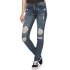 Juniors' Mudd&reg; Low-rise Destructed Skinny Jeans, Teens, Size: 7, Dark Blue