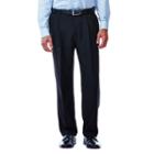 Men's Haggar Eclo Stria Classic-fit Pleated Dress Pants, Size: 38x31, Black