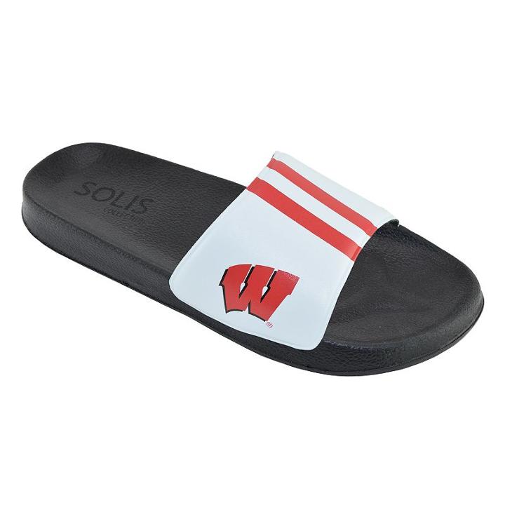 Men's Wisconsin Badgers Slide Sandals, Size: Small, Black