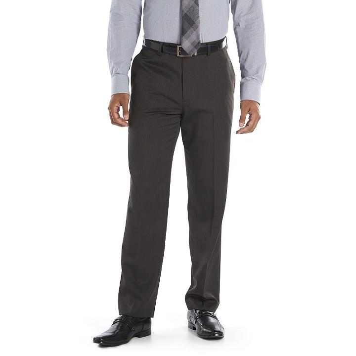 Men's Axist Ultra No Iron Melange Flat Front Dress Pants, Size: 36x30, Oxford