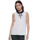 Women's Elle&trade; Sleeveless Tie Neck Top, Size: Large, White