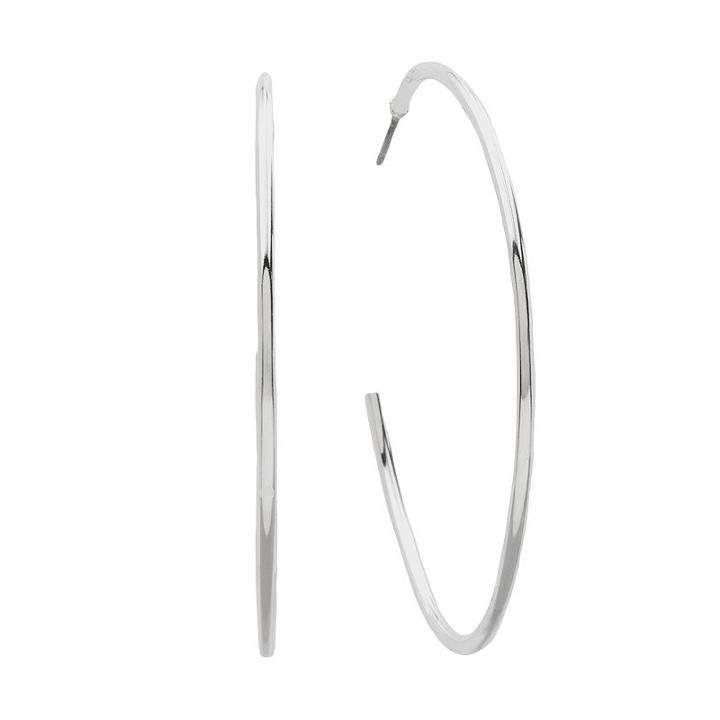 Chaps Silver Tone Hoop Earrings, Grey