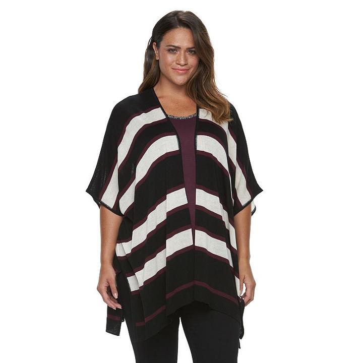 Apt. 9, Plus Size &reg; Draped Poncho Cardigan, Women's, Beige Over