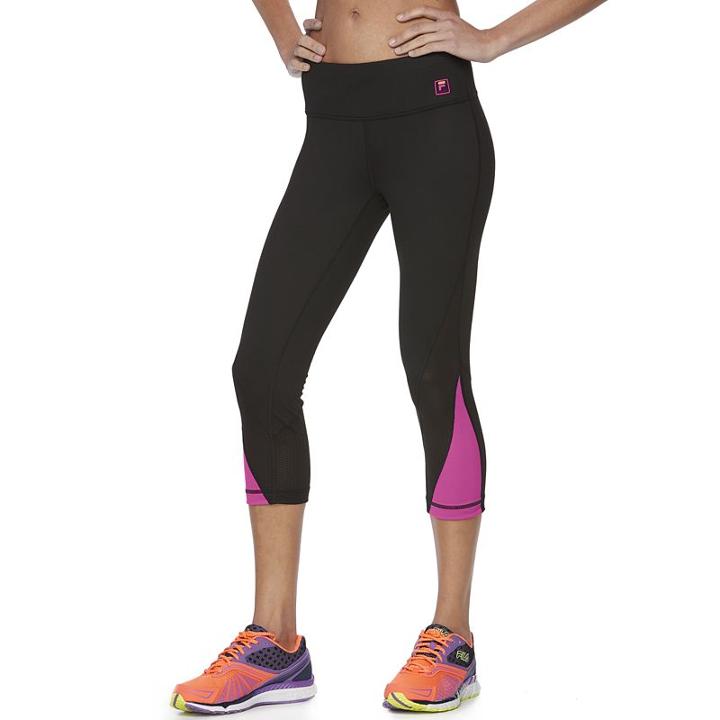 Women's Fila Sport&reg; Mesh Printed Yoga Capris, Size: Medium, Med Pink