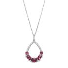 Sterling Silver Cubic Zirconia Teardrop Pendant Necklace, Women's, Size: 18, Red