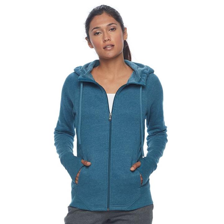 Petite Tek Gear&reg; Ribbed Fleece Zip-up Jacket, Women's, Size: M Petite, Turquoise/blue (turq/aqua)