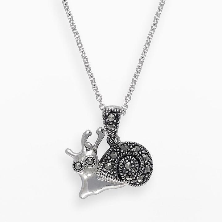 Lavish By Tjm Sterling Silver Snail Pendant - Made With Swarovski Marcasite, Women's, Size: 18, Grey