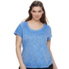 Juniors' Plus Size Mudd&reg; Roadtrip Scoopneck Tee, Teens, Size: 3xl, Dark Blue