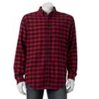 Croft & Barrow, Men's &reg; Classic-fit Plaid Flannel Button-down Shirt, Size: Large, Med Red