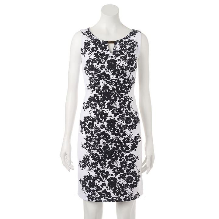 Women's Ronni Nicole Keyhole Floral Sheath Dress, Size: 8, White Oth