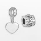 Individuality Beads Sterling Silver Crystal Sister Bead And Heart Charm Set, Women's, Grey