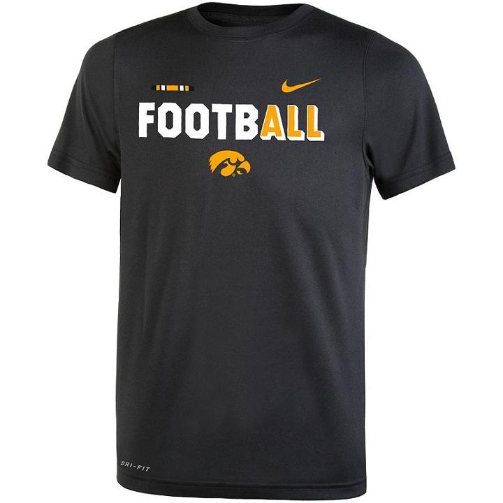 Boys 8-20 Nike Iowa Hawkeyes Legend Football Tee, Size: L 14-16, Black