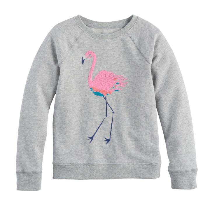 Girls 4-12 Sonoma Goods For Life&trade; Printed Crew, Size: 8, Light Grey