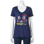 Disney's Mickey & Minnie Mouse Juniors' Holding Hands Graphic Tee, Girl's, Size: Medium, Blue (navy)
