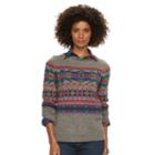 Women's Chaps Fairisle Crewneck Sweater, Size: Medium, Grey
