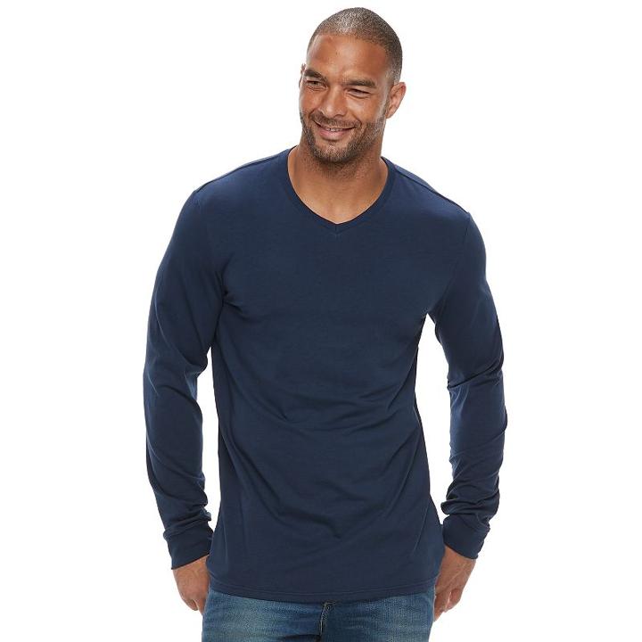 Big & Tall Sonoma Goods For Life&trade; Flexwear Slim-fit Stretch V-neck Tee, Men's, Size: Xl Tall, Blue
